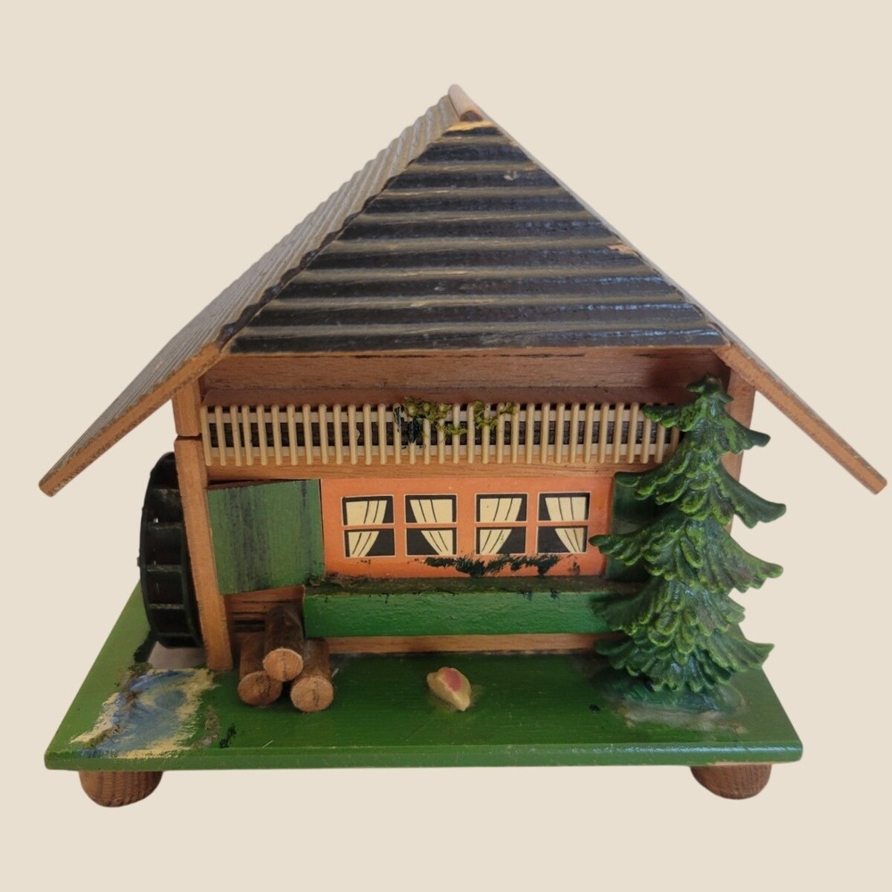 MAPSA Swiss Chalet Music Box Vintage Alpine Cabin Jewelry Box Wood Dr Schiwago
